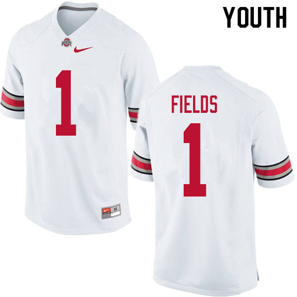 Youth #1 Justin Fields Ohio State Buckeyes College Football Jerseys Sale-White